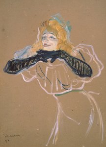 イヴェット・ギルバート（1867-1944）が歌う「Linger、Longer、Loo」、1894（厚紙に油彩） 作： Henri de Toulouse Lautrec